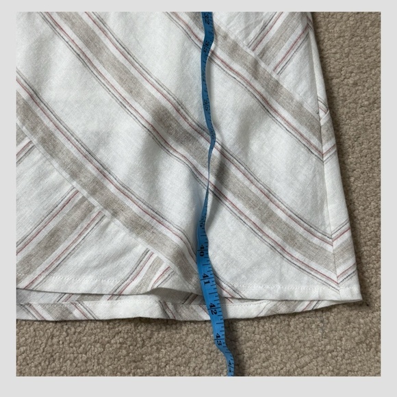 Soft Surroundings Petite Equinox Dress Striped Linen Knee Length Neutral White - Picture 11 of 14